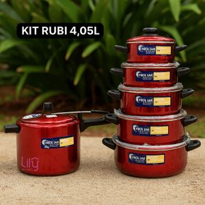 Jogo com 5 panelas em alumínio de qualidade + Panela de pressão 4,5 Litros.
