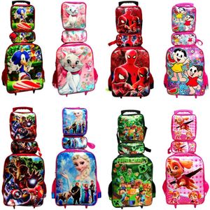 Mochila Escolar Infantil Kit Com Lancheira E Estojo Menino e Menina Impermeável de Carrinho
