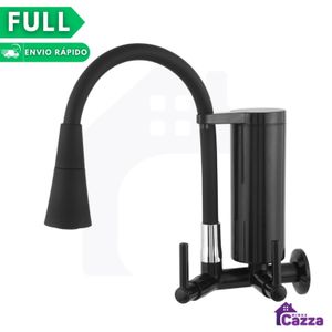 Torneira Gourmet Com Filtro Slim para Cozinha Preta de PAREDE Mesa