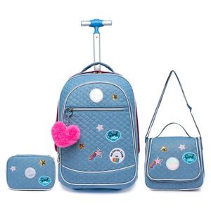 Mochila Infantil Kit de Rodinhas Feminina Juvenil Lancheira Térmica Estojo Organizador