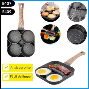 Frigideira Multifuncional Antiaderente 4 em 1 Ovos Hambúrguer Omelete Com Alça De Madeira