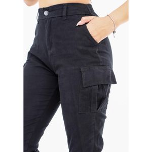 Calça Jogger Cargo Sarja Feminina Com Bolso Modelo Blogueira