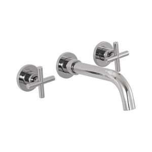 Torneira Para Banheiro Duplo Comando de Parede Cariús Pingoo - Prata