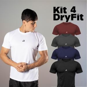 Kit 4 Camiseta Dry Masculina Manga Curta Fitness Academia Corrida CrossFit Poliester Premium