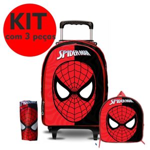 Kit Mochila Escolar do Homem Aranha com Lancheira e Estojo