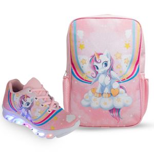 Kit Infantil Unicórnio Mochila e Tênis Super Confortável Lançamento