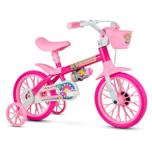 Bicicleta Bike Criança 2 A 5 Anos Aro 12 Flower Nathor Infantil Rosa C/ Rodinha Menina de 90cm a 1m