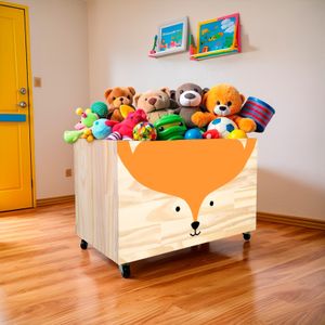 Caixote de Madeira para Brinquedos, Caixa Organizadora de Madeira, Baú com rodas para Brinquedos