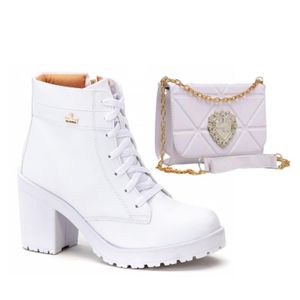 Kit Bota Coturno Tratorado e Bolsa Baladinha Várias Cores Envio Imediato