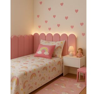 Kit Com Até 15 Cabeceira de Cama Modelo Nuvem  Autocolante de Parede em Módulos Estofados