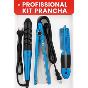 Kit 3 em 1 Prancha Bivolt 110/220V – Chapinha Profissional Barato