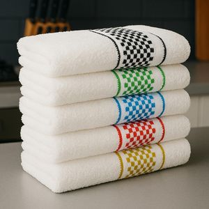 Kit 5 Panos de Prato Jacquard 45x70 Atoalhado Toalha Copa