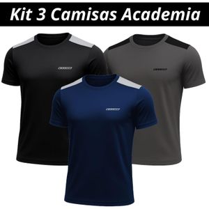 Kit 3 Camisas Dry Fit Masculino Academia Tecido Leve Musculação e Treino