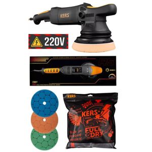 Politriz Roto Orbital RS 900W 60Hz 15MM 5" 220V Kers + 3 Boinas de Espuma Hyper 5" + Toalha Secagem Twist Full Dry