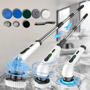 Escova De Limpeza 9 Em 1 Recarregavél Elétrica Giratória Com Cabo Alongador