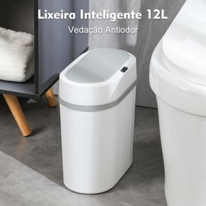 Lixeira Automática Knock 12L – Sem Toque, Sensor Infravermelho e Tampa para Cozinha, Banheiro, Escritório e Quarto