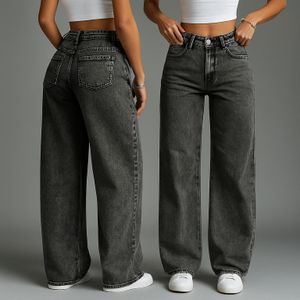 Calça Jeans Feminina Wideleg Pantalona Grafite Marmorizada 34 Ao 44