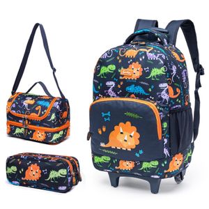 Kit Mochila Lancheira Estojo Spector Masculina Rodinha Infantil Escolar Dino