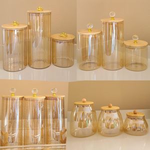 Pote de Vidro com Tampa de Bambu Hermético MODELOS DIVERSOS Porta Temperos Cozinha