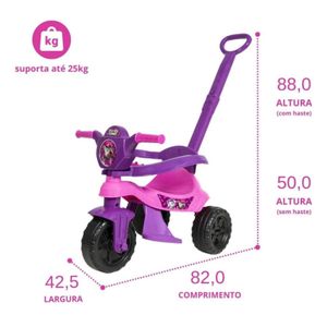 Motoca Triciclo Velocipide Kendy Patrulha Canina C/ Empurrador e Proteção Lateral Bebe Menino e Menina