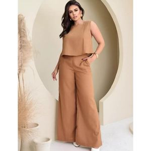 Conjunto Linho Pantalona Alfaiataria Calça e Regata Social Elegante Moda Casual Feminino Eloquencia