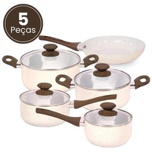 Jogo de Panelas Legacy Antiaderente Revestimento Cerâmico 5 Peças Tampa de Vidro