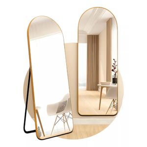 Espelho Grande de Chão Oval com Moldura em Aluminio Corpo Inteiro Casamento Quarto Casa Decorativo Vestir
